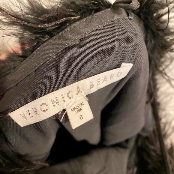 NWT Veronica Beard 6 Lilya Black Ostrich Feather Midi Satin Dress Strap - Picture 10 of 12